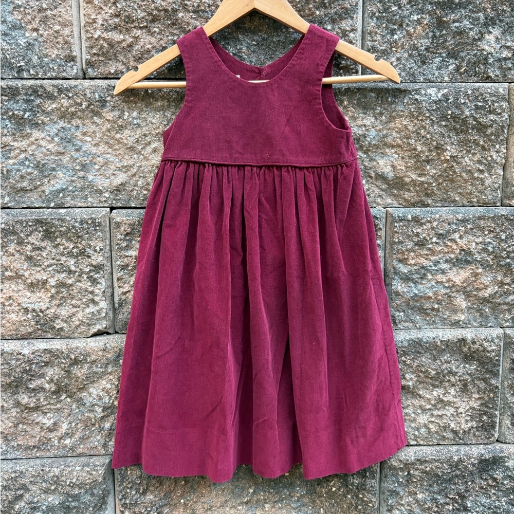 Lavender Blue Corduroy Pinafore Dress, Dark Red